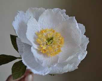 White Paper Peony, Crepe Peony,Paper Flowers, Fake Bridal Flowers,Paper Peonies Anniversary, Large Paper Flower, Fake Flowers