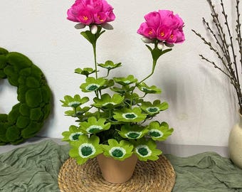 Pink Paper Geranium, Hot Pink Plant Sculpture, Gift for Gardener, Gift for Mum, Winter Garden, Paper Anniversary Gift