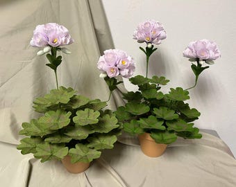 Purple Paper Geranium, Paper Plant Sculpture, Gift for Gardener, Gift for Mum, Winter Garden, Paper Anniversary Gift