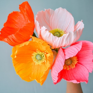 Papieren klaprozen set, crêpepapier bloemstuk, papieren boeket verjaardagscadeau, gemengde papieren bloemen voor vaas, heldere kunstbloemen