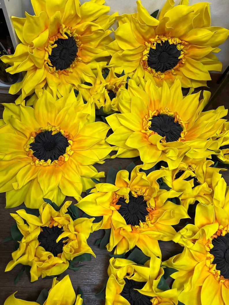 Parede de Girassol de Espuma Grande, Decoração de Casa de Fazenda, Aniversário de Girassol, Flores Artificiais, Flores Grandes, Decoração de Outono, Presentes de Girassol, Decoração de Girassol imagem 5