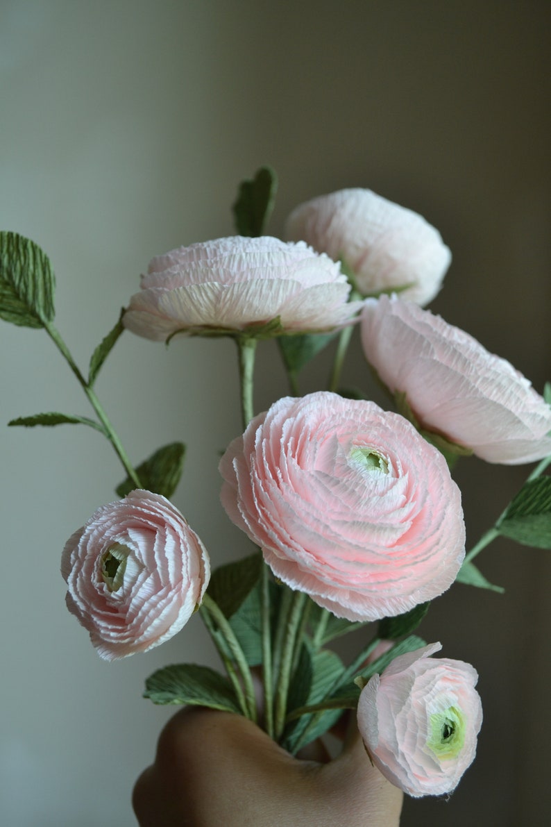 Pink Paper Ranunculus Crepe Paper Flowers Fake Bridal Etsy