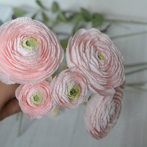 Crepe Paper Flowers, Pink Paper Ranunculus, Fake Bridal Flowers, Large Paper Flower, Luxury Flower Gift, Bouquet Her, Unique Paper Bouquet image 8