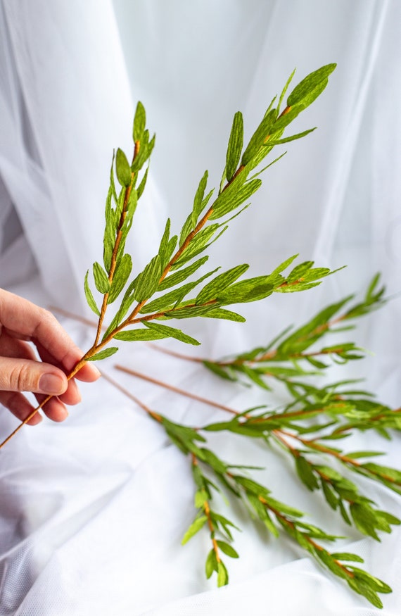 Paper Greenery Olive Tree For Bouque Faux Olive Tree Greens Garland Easter Home Decorative Branches Crepe Paper Foliage One Stem