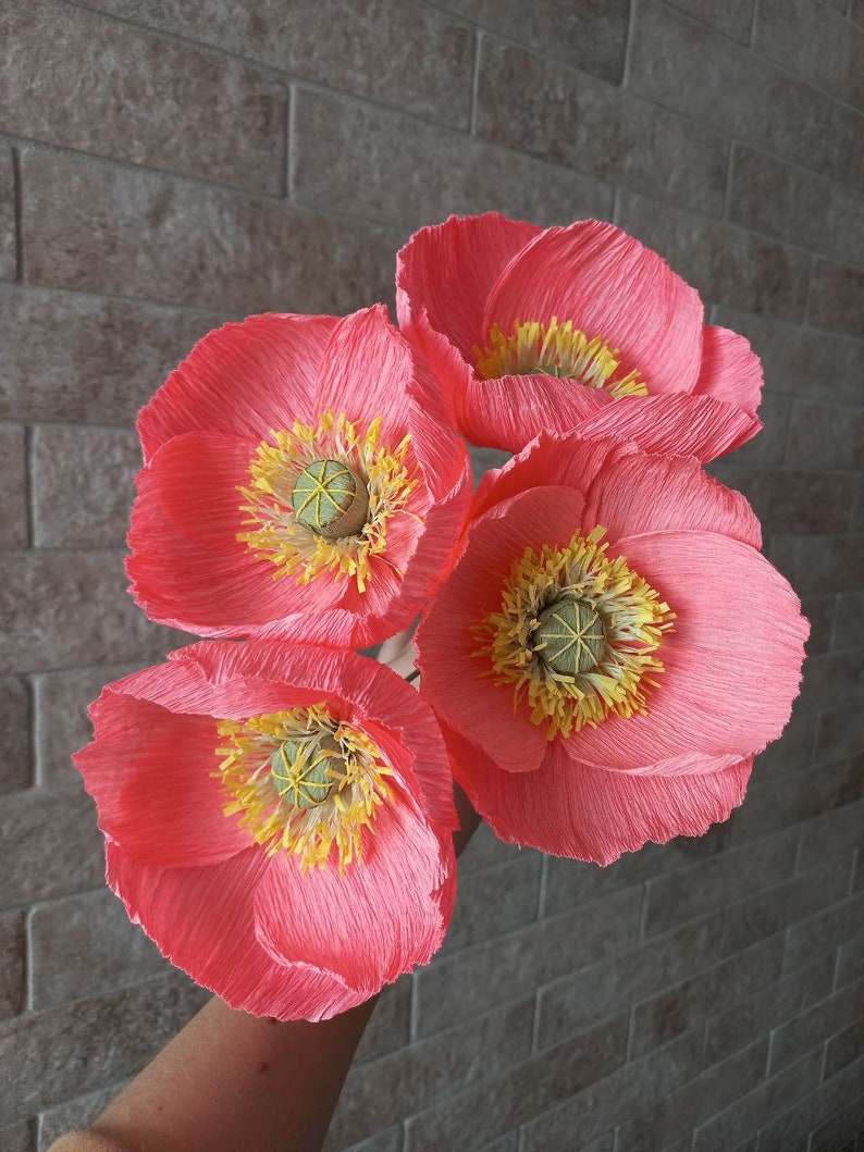 Paper Icelandic Poppies Flowers BIG SALE 100 Party Decor Big Wedding Engagement Bachelorette Flowers Wedding Table Decorations Arch Flowers image 7