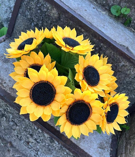 Paper Sunflower, Farm house Decor, Sunflower Birthday, Fake Flowers, Large Paper Flowers, Fall Decor, Sunflower Gifts, Sunflower Decor