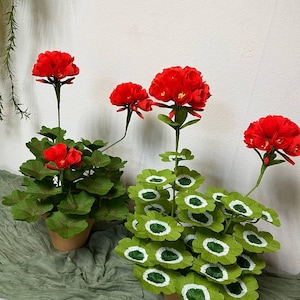 Red Paper Geranium, Red Floral Home Decor, Paper Plant Sculpture, Gift for Gardener, Gift for Mum, Winter Garden, Paper Anniversary Gift