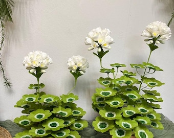 Geranio de papel blanco hecho a mano, escultura de planta de papel, regalo para jardinero, regalo para mamá, jardín de invierno, regalo de aniversario de papel