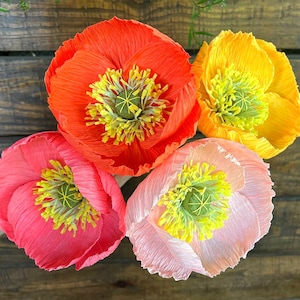 Set di papaveri di carta, Bouquet di fiori di carta, Anniversario di carta, Centrotavola per matrimonio, Fiori di compleanno, Bouquet finto, Bouquet da sposa