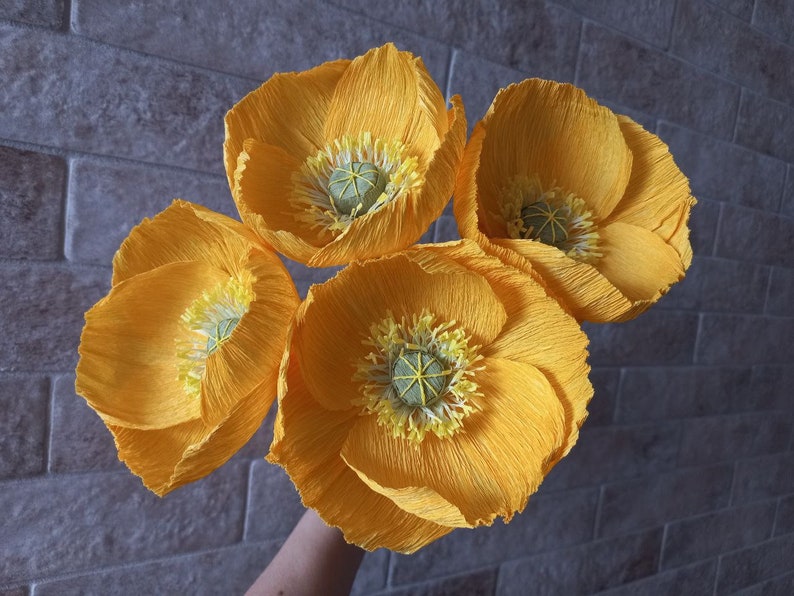 Paper Icelandic Poppies Flowers BIG SALE 100 Party Decor Big Wedding Engagement Bachelorette Flowers Wedding Table Decorations Arch Flowers image 8