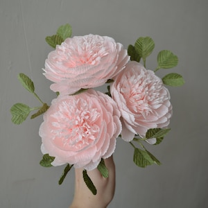 Birth Flower Pink Paper Peonies, Crepe Paper Flower Bouquet Birthday Gift, Artificial Bright Flowers Gift For Mom, Thank you gift, Home Gift