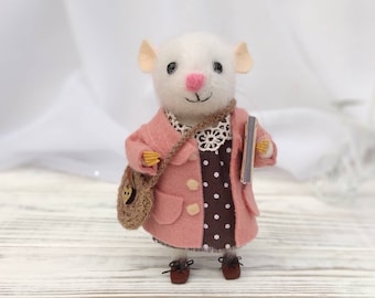 Needle-felted mouse in clothing