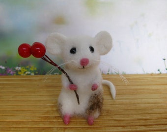 Miniature felted mouse, toy for a dollhouse