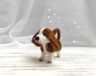 Needle Felted Dog Sculpture: Miniature Wool Animal