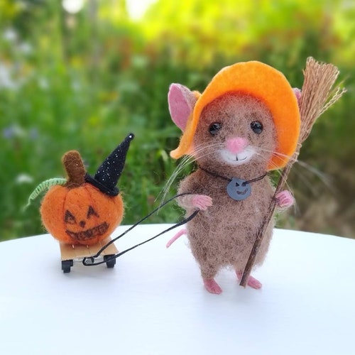Halloween Mouse Felted Miniature Animals. Etsy