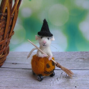 Little mouse made of felt. Halloween decor