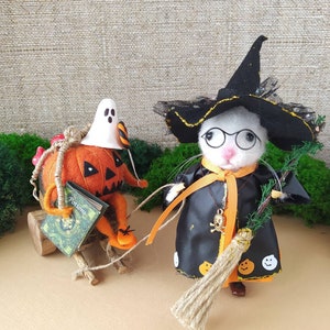 Halloween mouse with felt pumpkin, halloween decor
