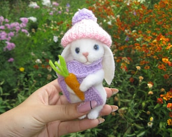 Felt bunny, wool rabbit, miniature animal