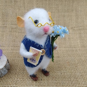 Nadelgefilzte Maus. Filz Maus, Nadel gefilzt Tier, Filz Spielzeug Miniatur-Maus Figur
