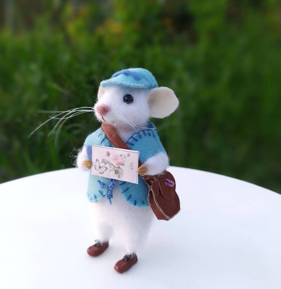 Wool Mouse Needle Felted Mouse Miniature Animal Felt Mouse White Mouse  Needle Felt Mouse Felted Mice Waldorf Animal Toy Cute Felt Mouse 