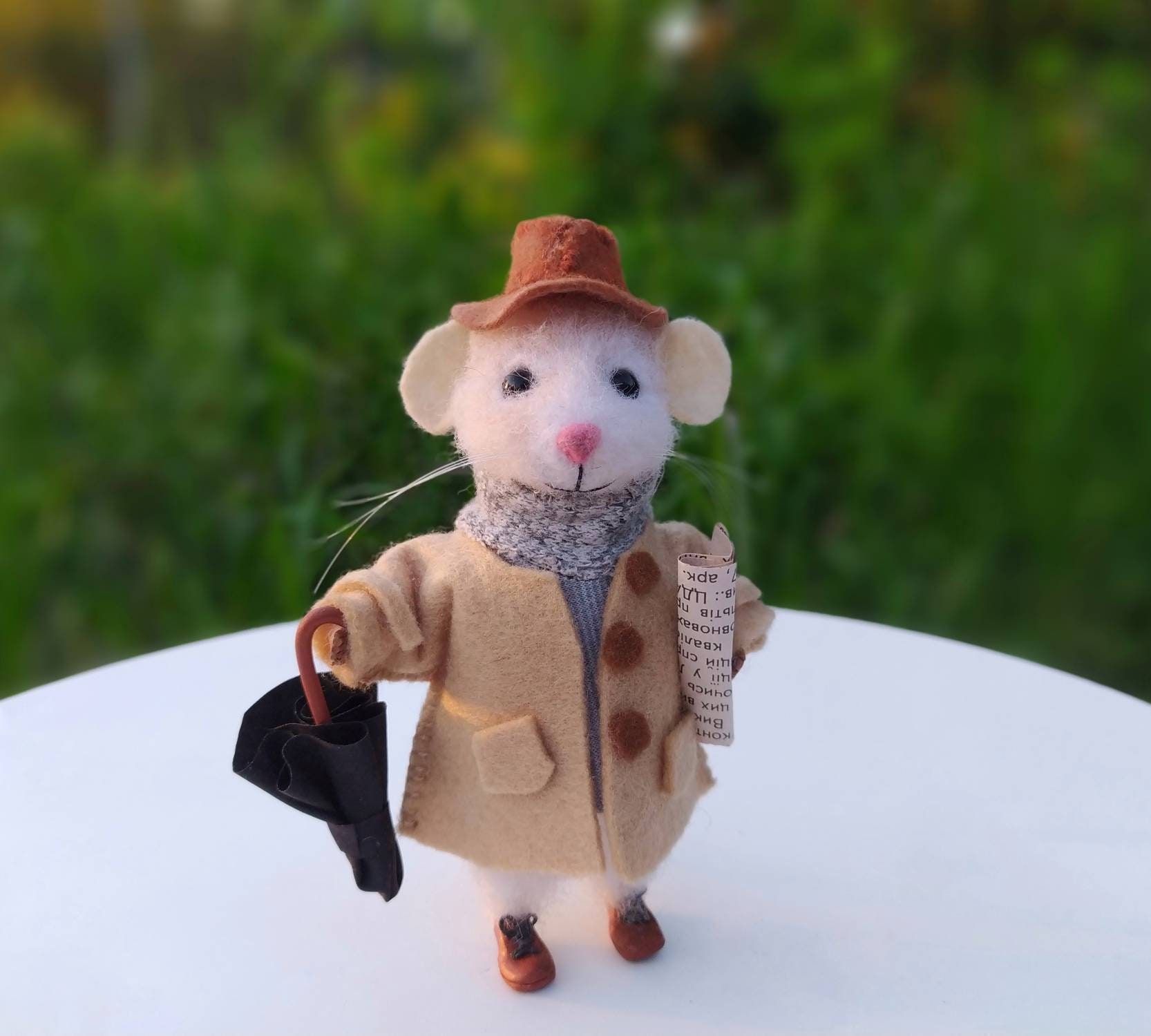 Needle Felted Mouse Mice Realistic Mouse With Ice Creame Felted Animals  White Mouse Wool Felt Mouse Miniature Felted Mice Mouse Figurine Eco 