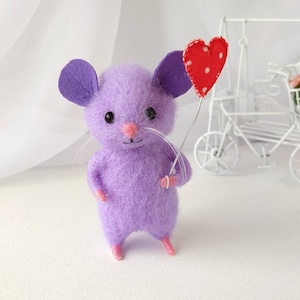 Nadel gefilzte Maus Figur, Valentinstag Geschenk, Geburtstag Maus