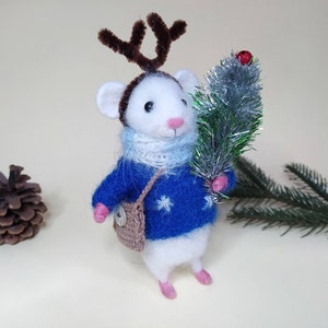 Needle felted mouse Christmas decor