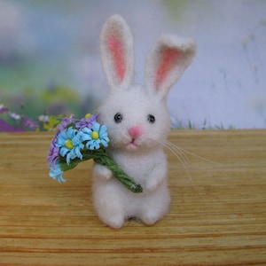 Needle Felted Rabbit: Miniature Wool Bunny, Easter Gift
