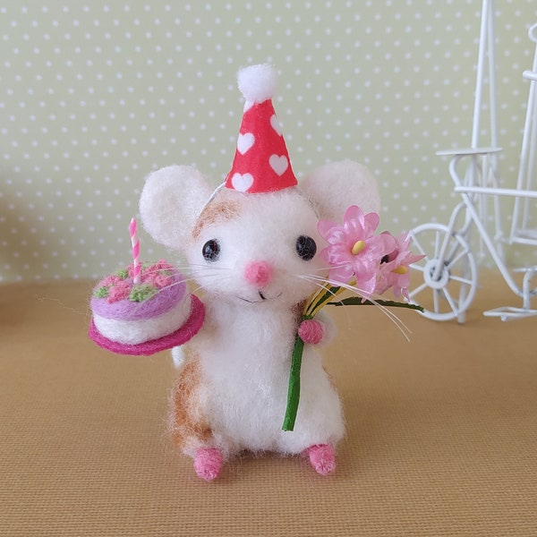 Handmade felt mouse for birthday