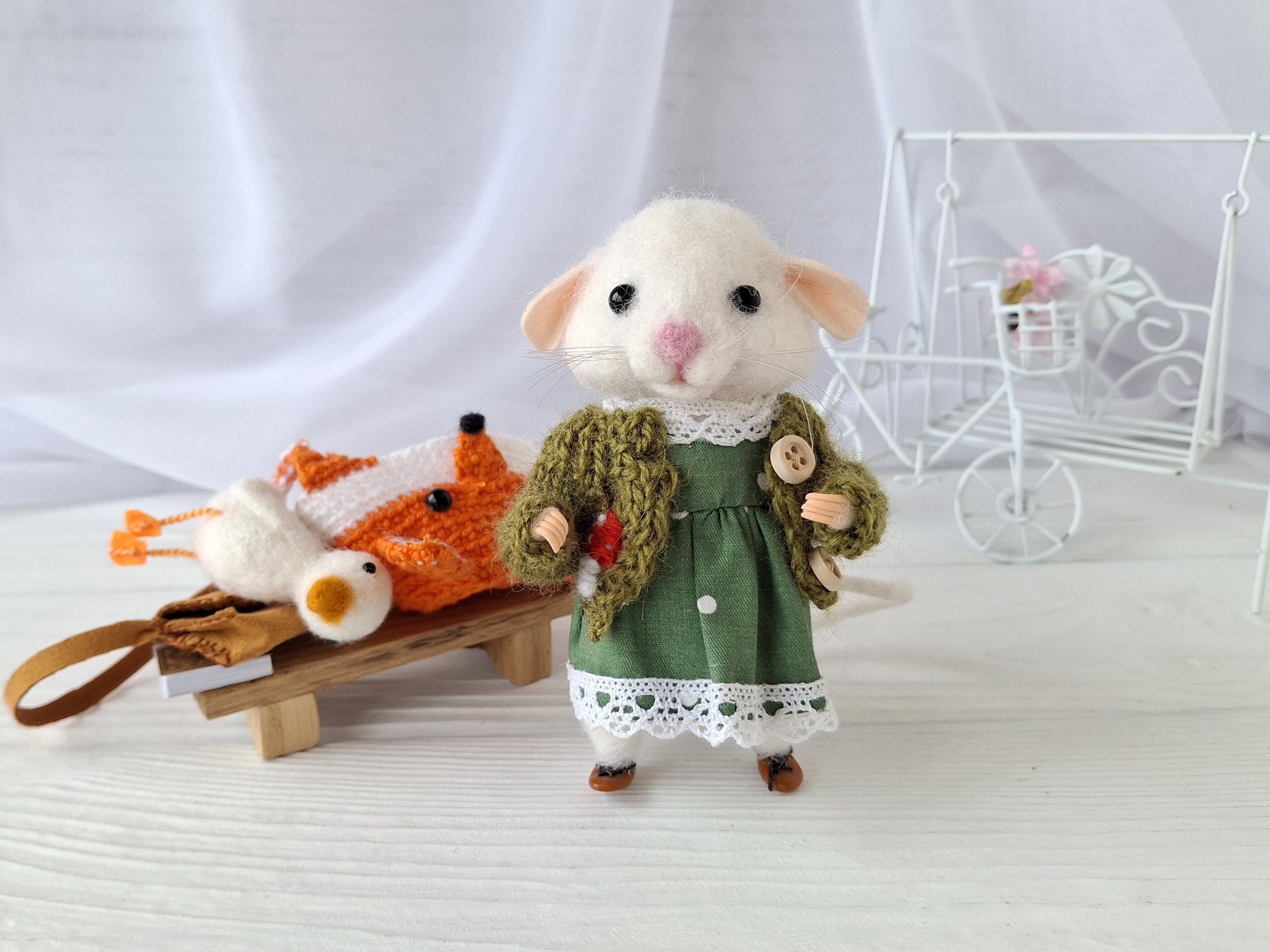 Felted Wool Mouse, Animals in Clothes Fox Hat - Etsy