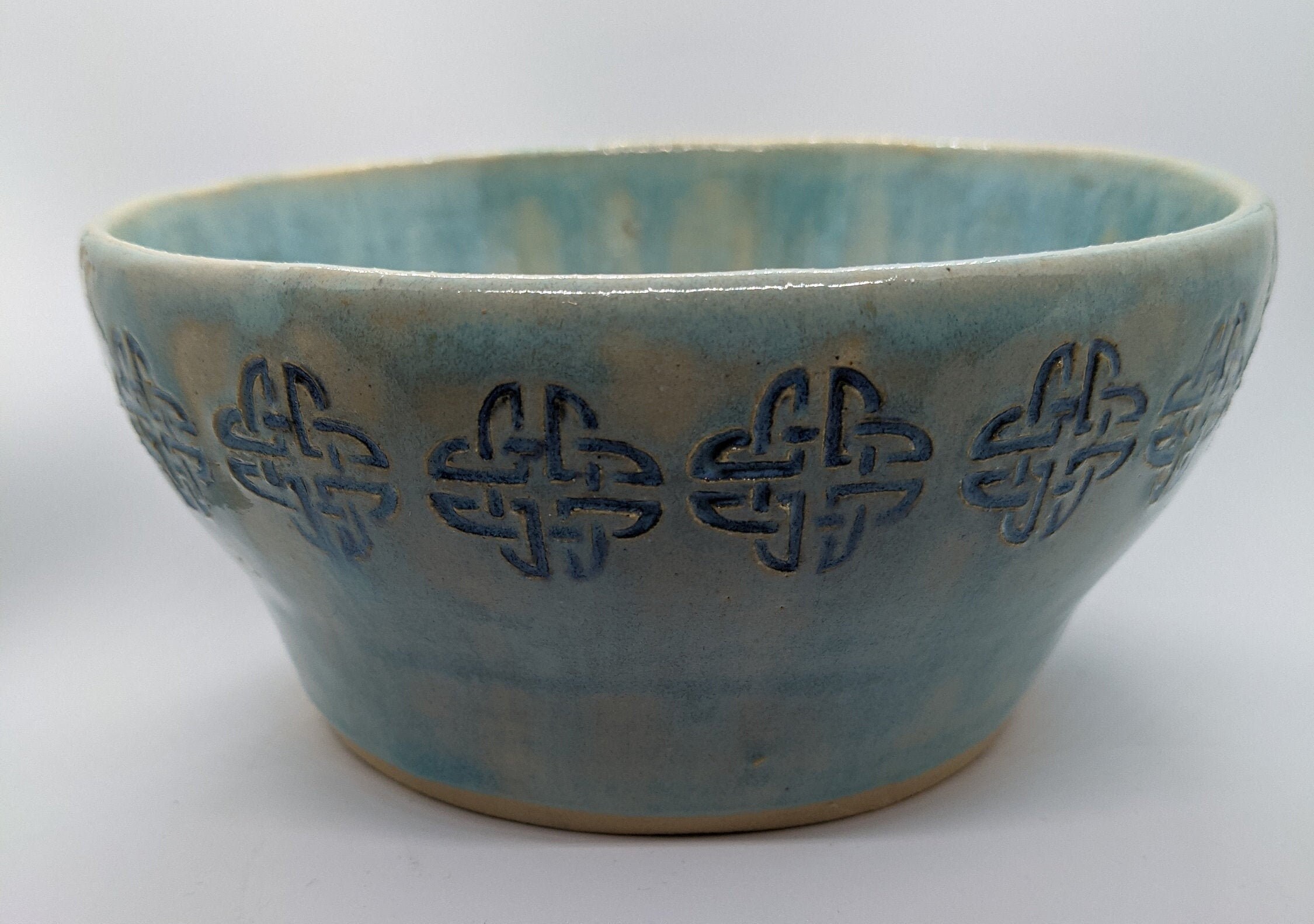 Light turquoise celtic knot bowl Etsy
