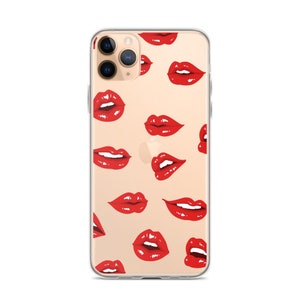 Red Lips Transparent Clear Sides iPhone Case - iPhone 11 Pro Max