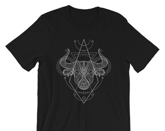 Taurus Zodiac Geometric Constellation Short-Sleeve Unisex T-Shirt