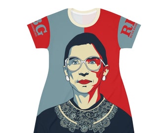 Notorious RBG Ruth Bader Ginsburg T-Shirt Dress - All Over Print Cut and Sew