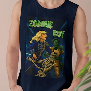 Zombie Boy Unisex Barnard Tank Top, Graphic Tee for Casual Wear, Mayhem Ball, Festival, Summer Outings, Abracadabra