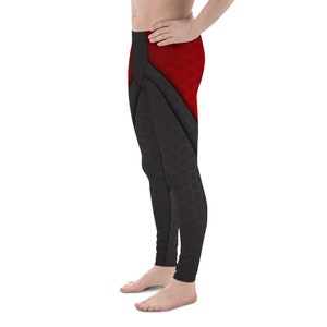 Astratta Grey and Red Honeycomb Men's Leggings