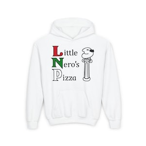 Little Nero’s Pizza Youth Hoodie - Retro Home Alone Christmas Sweatshirt Funny Holiday Gift for Kids