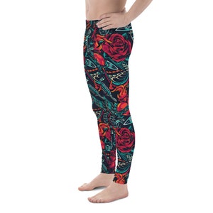 Hearts and Roses Tattoo Men&#39;s Leggings
