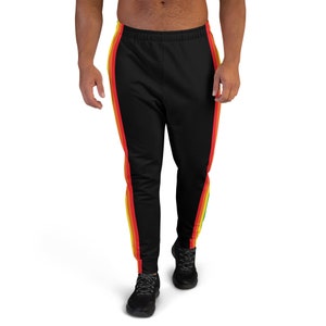 Rainbow Stripes Men&#39;s Workout Joggers - Black