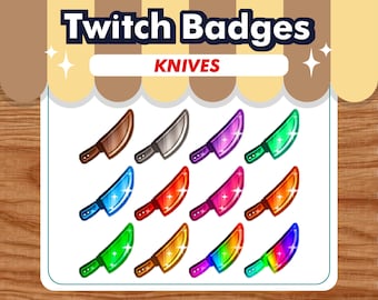 KNIVES - Bit & Sub Badges Twitch | Discord | Cooking | Cuchillos | Kitchen Knife Emotes | Channel Points