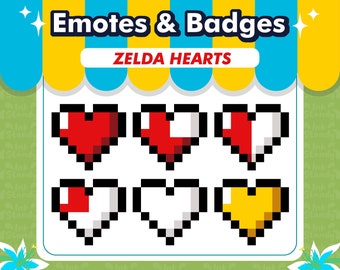 ZELDA HEARTS - Gestos e insignias de Twitch / 8 Bits / Corazones de píxeles / Corazones botw totk / Activos del juego