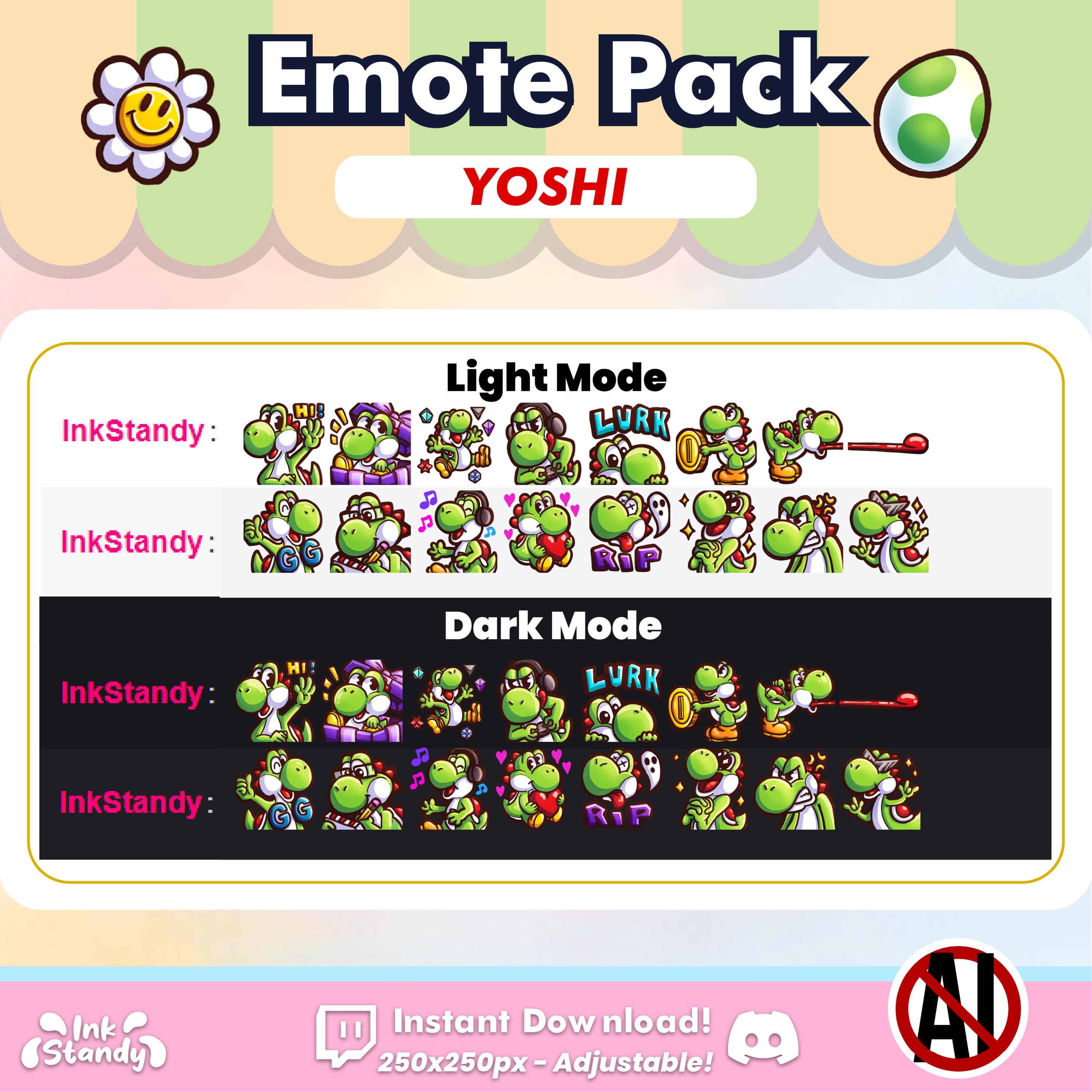 Yoshi Emotes Pack: 43 Green for Twitch/discord/kick (digital