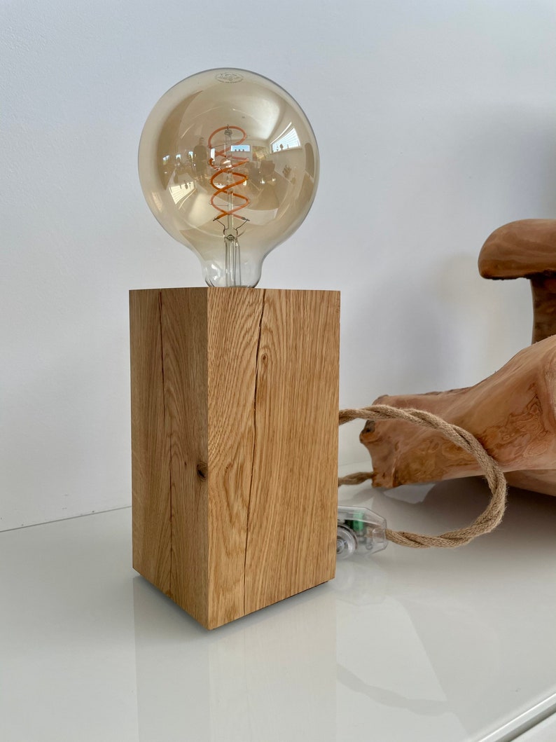Moderne Holz Tischleuchte Tischlampe massives Eichenholz | Etsy