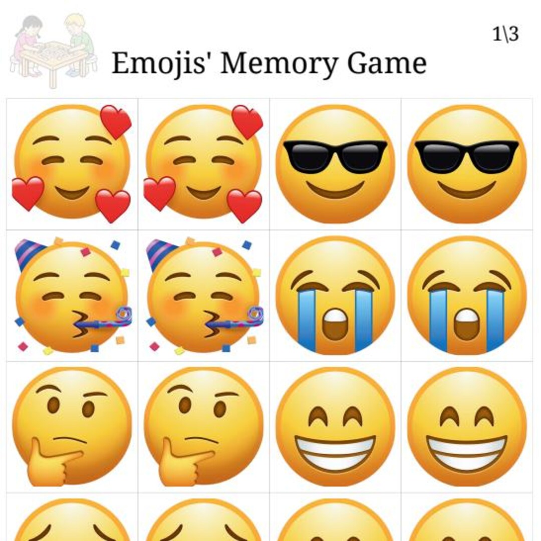 Emojis Memory Game for Kids - Etsy
