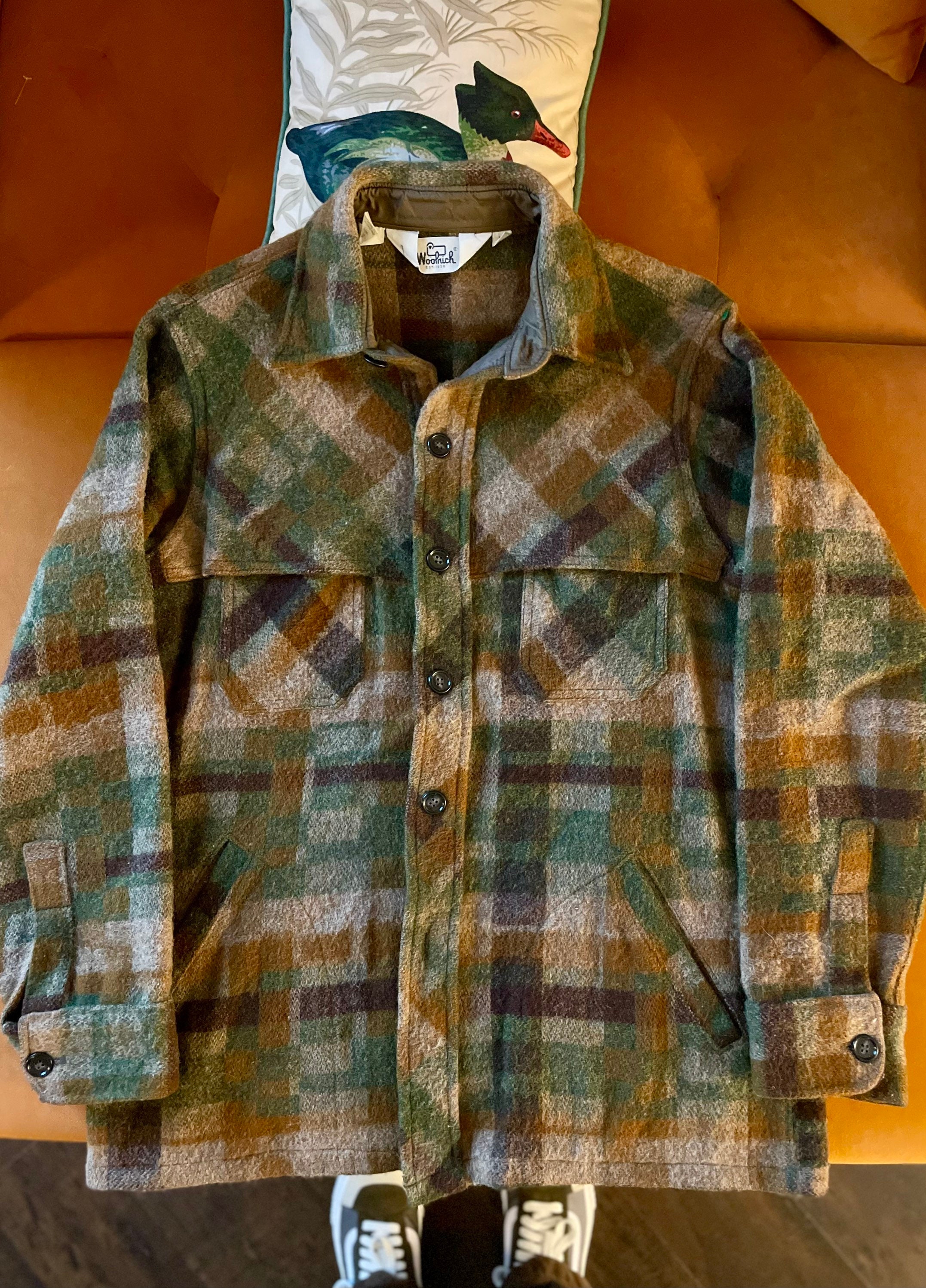 Vintage 70s Woolrich Wool Blend Flannel Jacket Size M Etsy Ireland