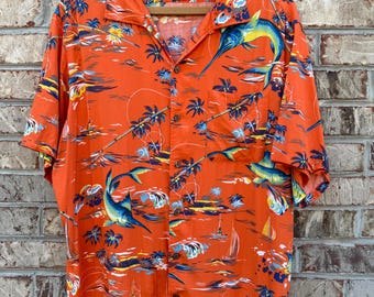 90s Polo by Ralph Lauren Hawaiin Swordfish Loop Collar Shirt