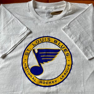 Vintage St Louis Blues Hockey NHL Black Graphic T-Shirt Adult Size 2XLT  Tall Mad