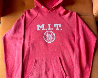 1980s M.I.T. Champion Hoodie Faded Red