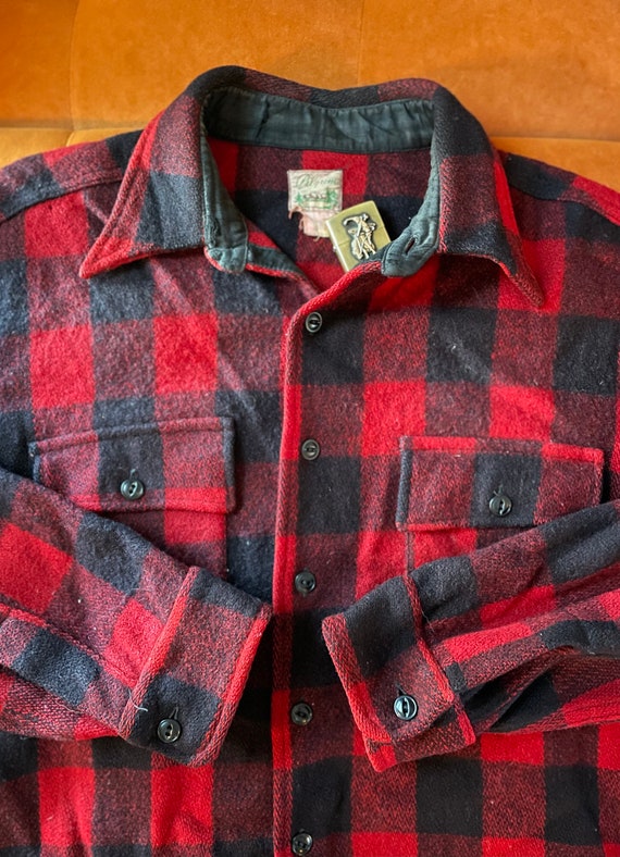 Vintage 30s/40s Buffalo Plaid Wool Pilgrim Shirt J