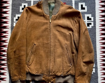 Vintage 50s/60s Distressed Suede Leather Bomber Jacket
